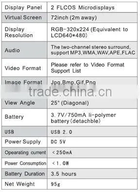 NEW Video Glasses,72inch Virtual Screen Mobile Theatre with IPD and Focus adjustment 720P