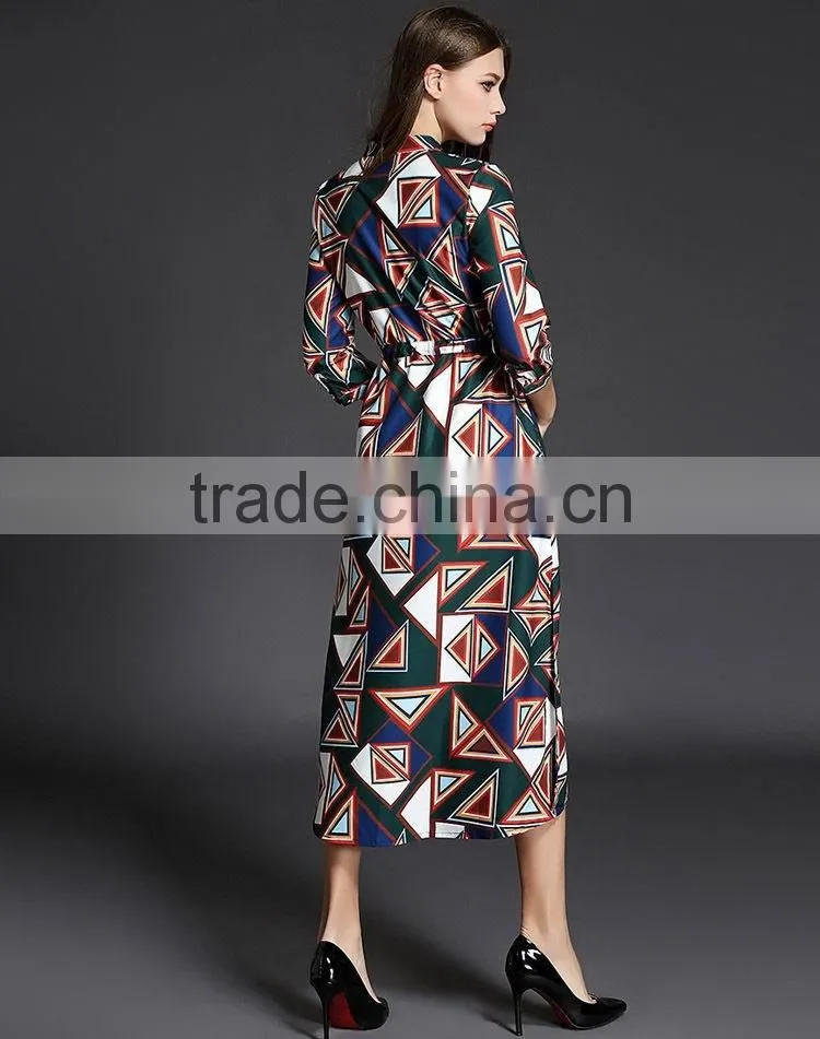 New Designs Elegant Women Printed Loose Shirt Printed Dress With Pattern Satin Dress Designs