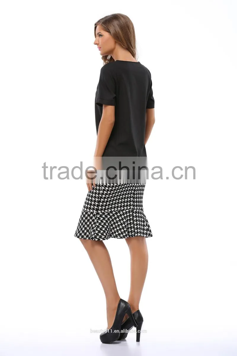 Thin hollow yarn splicing short sleeved chiffon shirt SD101