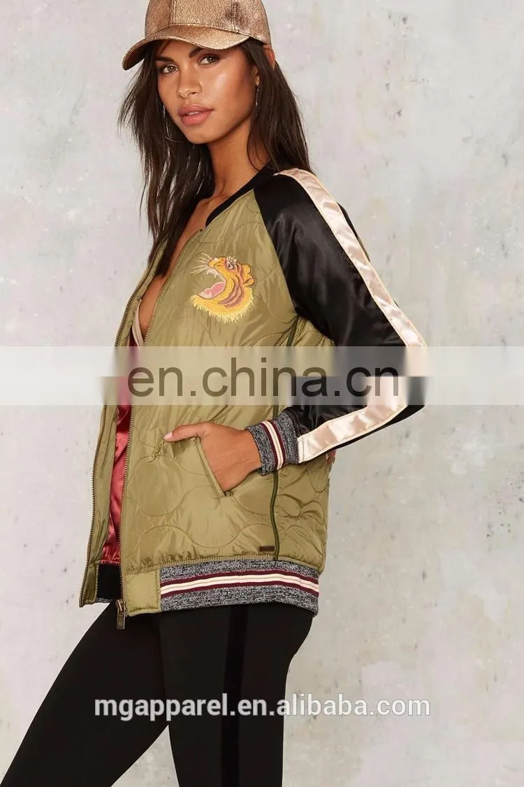 OEM Fashion bomber jacket for women ,embroidered bomber jacket wholesale