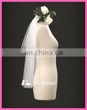 A09 Cheap Price Short Front and Long Back Plain Tulle Fabric Bridal Veil For Wedding