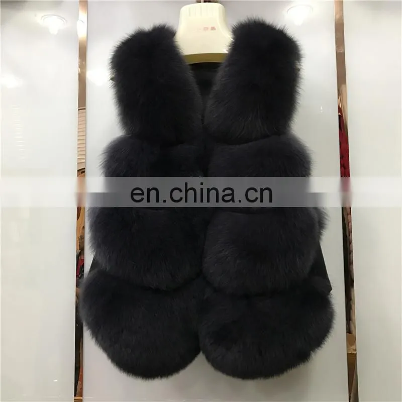 2017 Women Fox Fur Vest Winter Long Vest Real Fur Coat Vest Price Waistcoat
