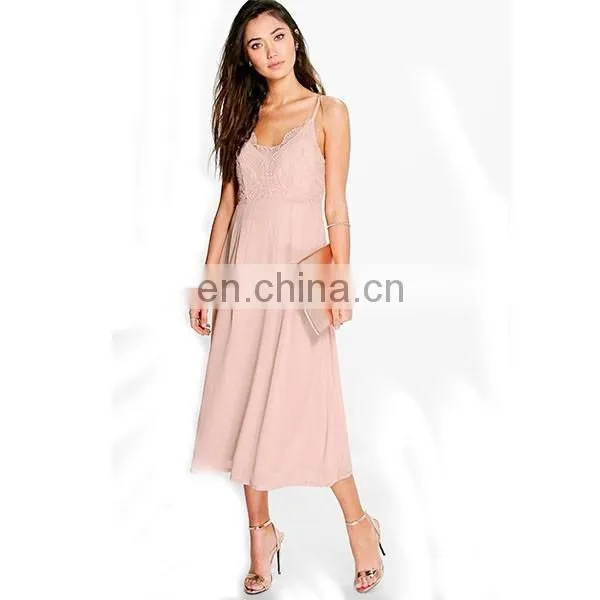 Latest Sweet Pink Prom Dress Fashion Lace and Chiffon Women Dresses