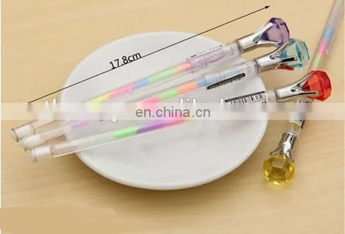 Super Cute Crystal Big Diamond Pens Six Color in One Gel Ink Pen Rollerball Colorful Gel Ink Pen Set Pack of 12