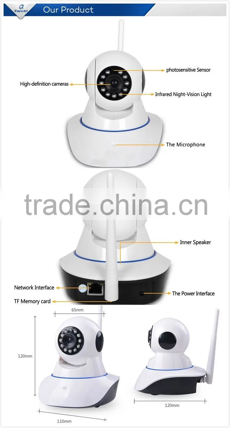 PIR Detector+Smoke detector+Door sensor+Wifi IP Camera PTZ P2P Wireless 1.0MP IRCUT CMOS Security Surveillance Camera