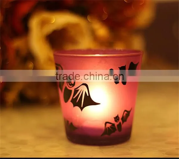 tabletop crackle glass votive candle holder bat image candlestick holders