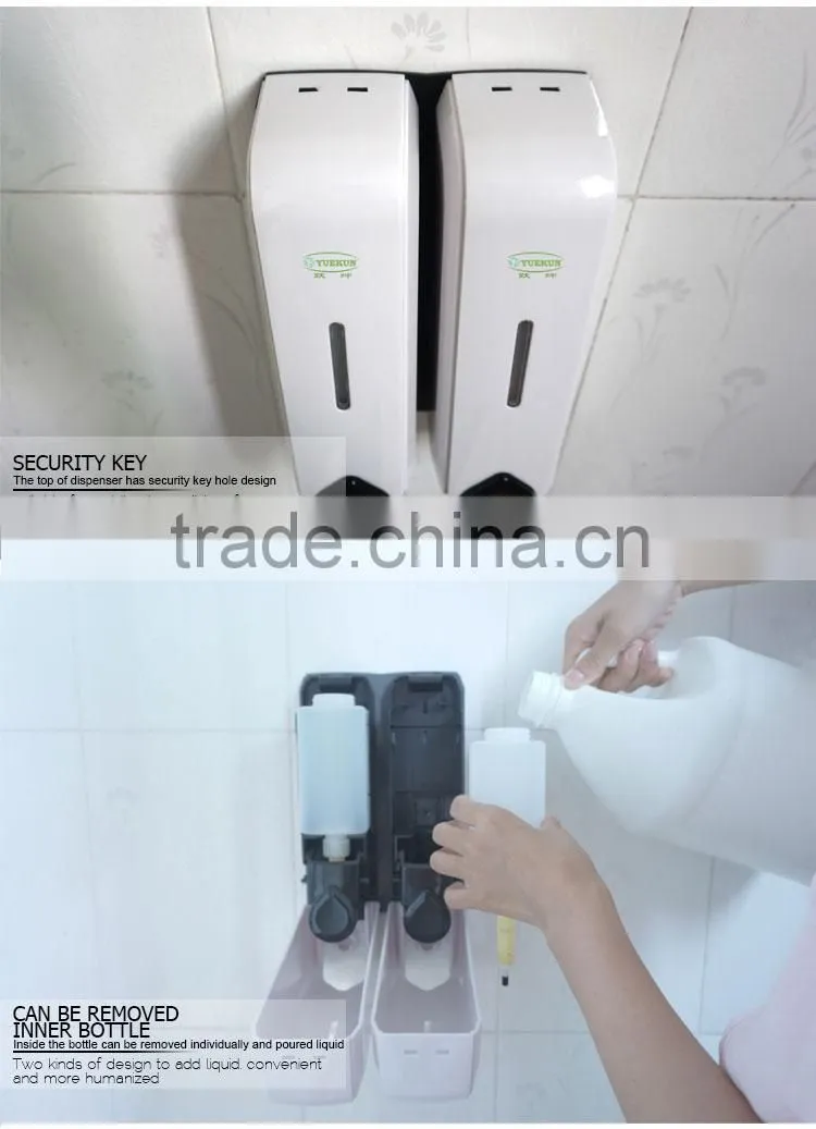 2*350ML Bathroom Double Hand Soap Dispenser/ABS Plastic Durable Manual Liquid Shampoo Shower Dispenser YK1051