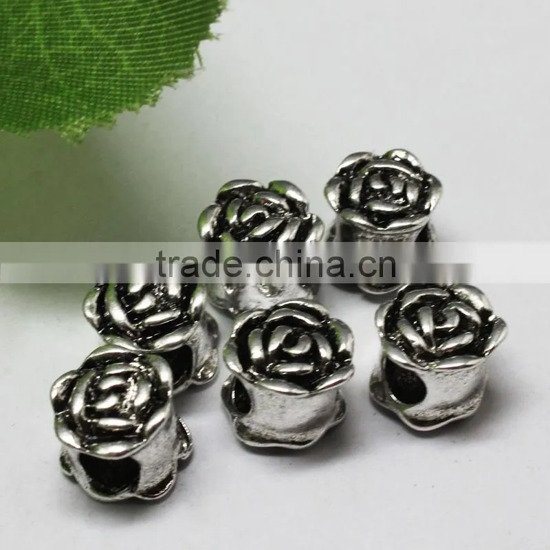Pdora Jewelry Accessories, Rose Shape DIY Zinc Alloy Hanging and Slider Beads