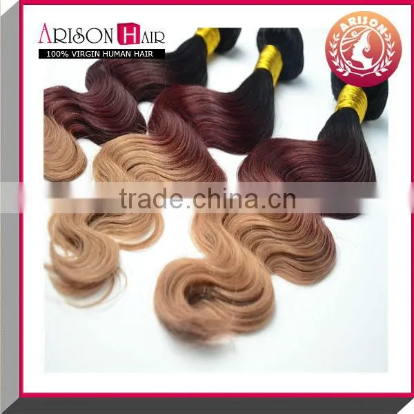 2014 Best sale 100% virgin remy ombre colored brazilian jumbo braiding hair weft 1B/33/27