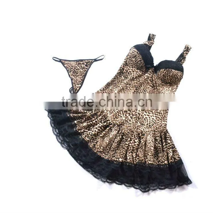 Newest novel sexy hot lingeries animal print babydolls 5132
