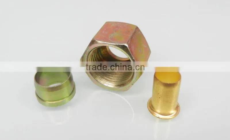 Carbon steel fitting three pieces fitting for nylon tube