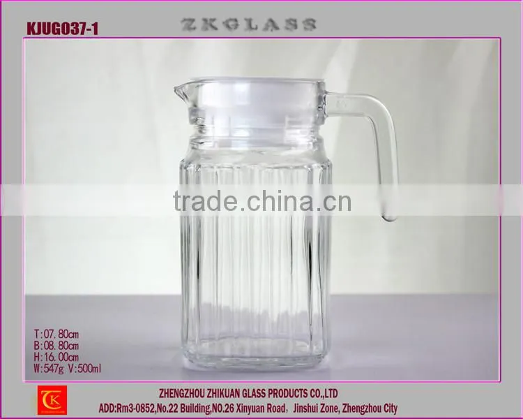 Hot selling good quality juice jug;water/juice glasses with lid;high quality clear glass jug