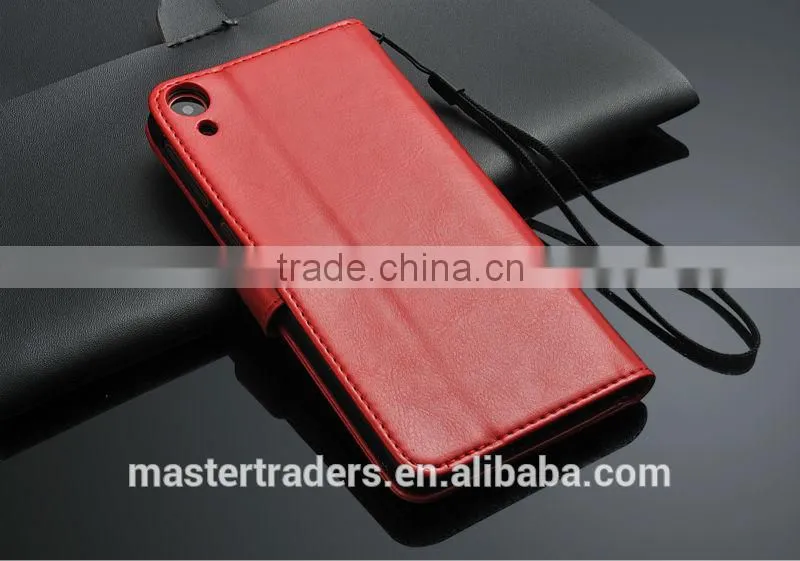 Original Fashion 64 Grain Stand Holder Wallet Flip PU Leather Case For HTC 820 MT-3099