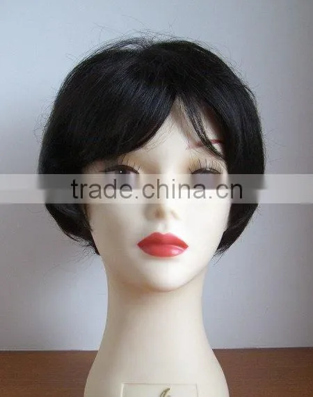 Wholesale stock virgin curly remy brazilian hair short lace full wigs