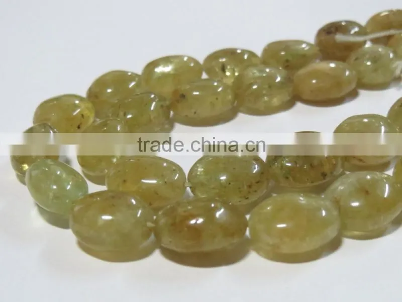RARE Natural Chrysoberyl Cat's Eye oval stone bead necklace
