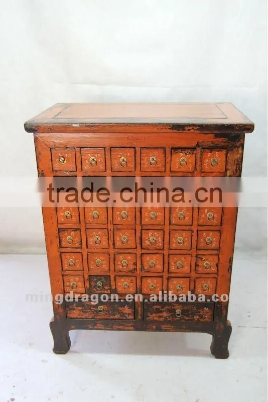 Chinese antique furniture pine wood orange Medicine cabinet