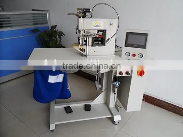 ultrasonic trimming and tape adhesive machine for seamless ankle socks