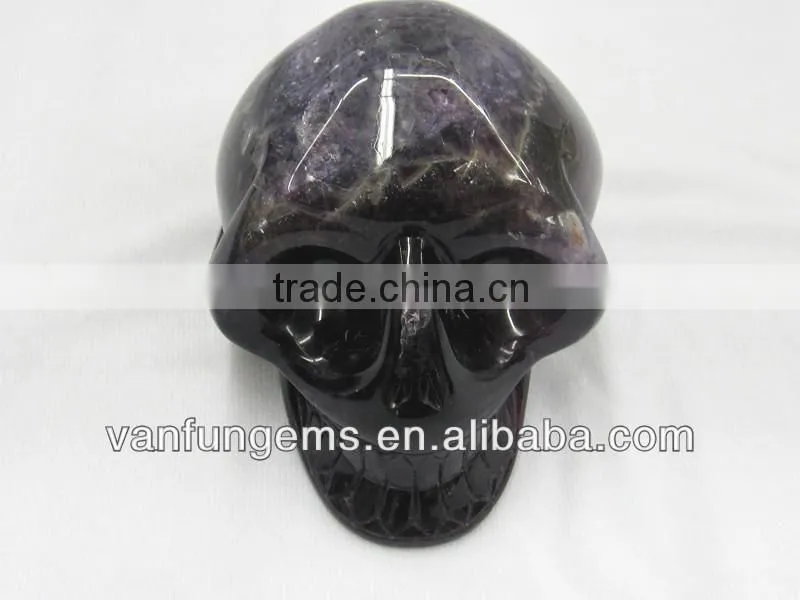 Natural Quartz Carving Skull Blue Cherry Quartz