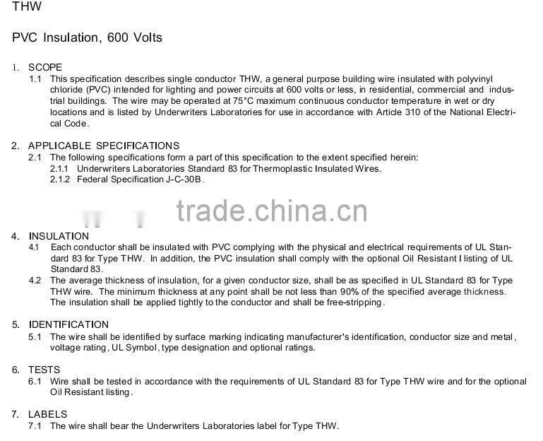 thw wire supplier for 4AWG