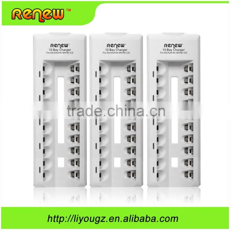 New!!! 10 Bay/Slot AA AAA Ni-MH Ni-Cd Quick Charger Smart Battery Charger for Rechargeable Batteries