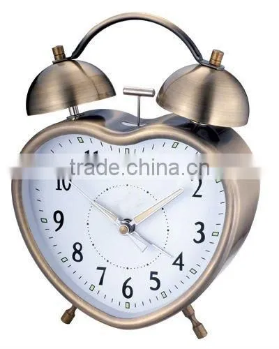 heart shape metal case mechanical alarm clock, desktop clock, Bedside clock, candy color clock
