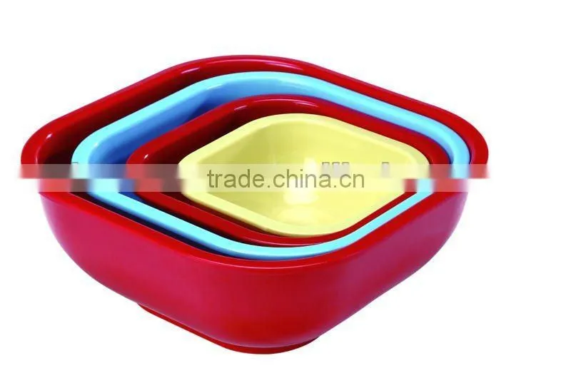 High quality fashion custom mixing melamine square color bowl set