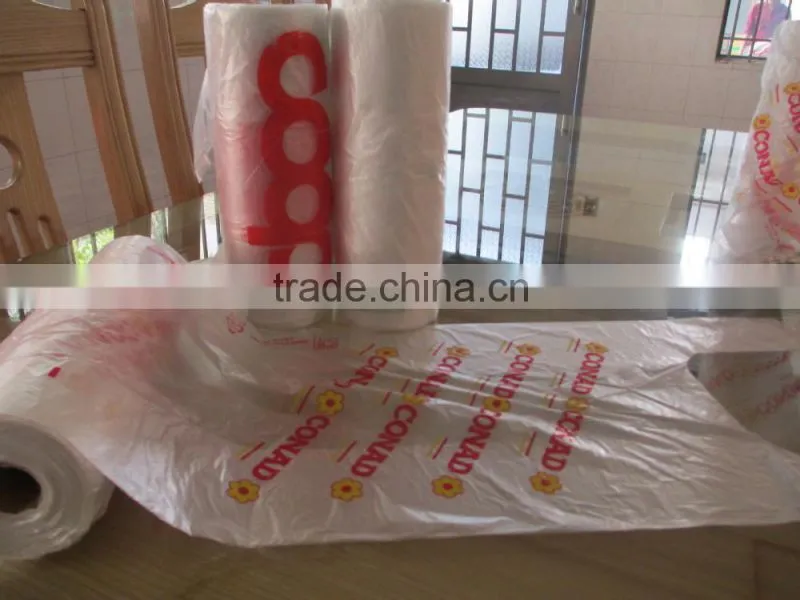 HDPE virgin T-shirt Plastic Bag on roll
