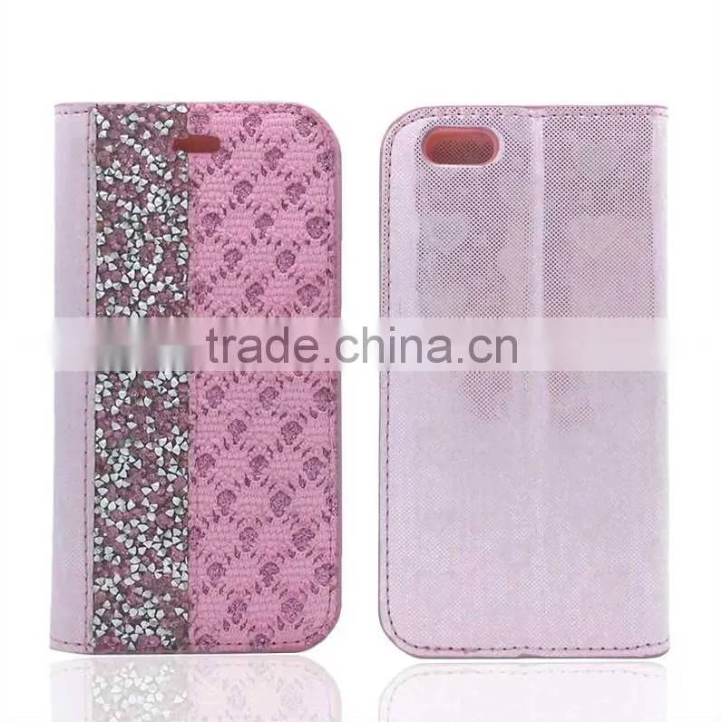 Leather Flip Phone Cover Bling Bling Rhinestone Case For HTC Desire 728 828