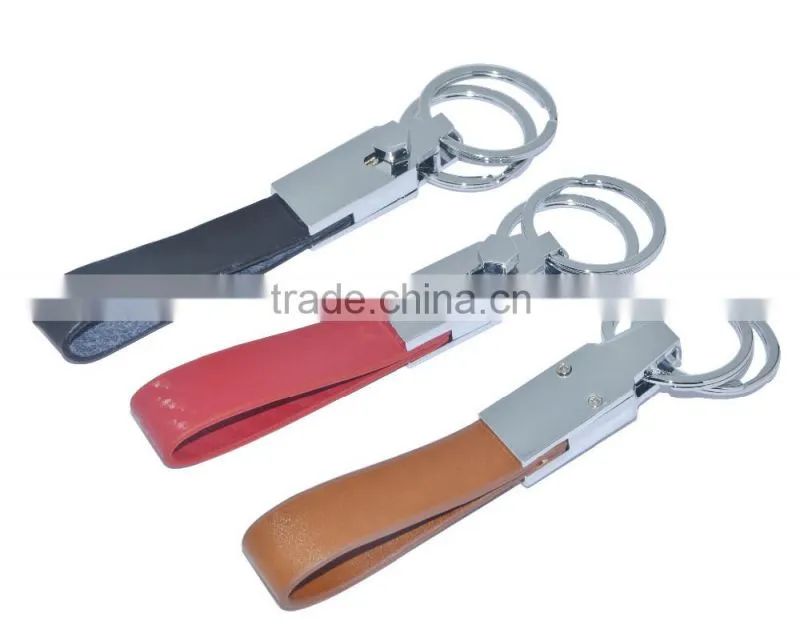 2016 exhibition Wholesale blank leather key chain handmade keychain