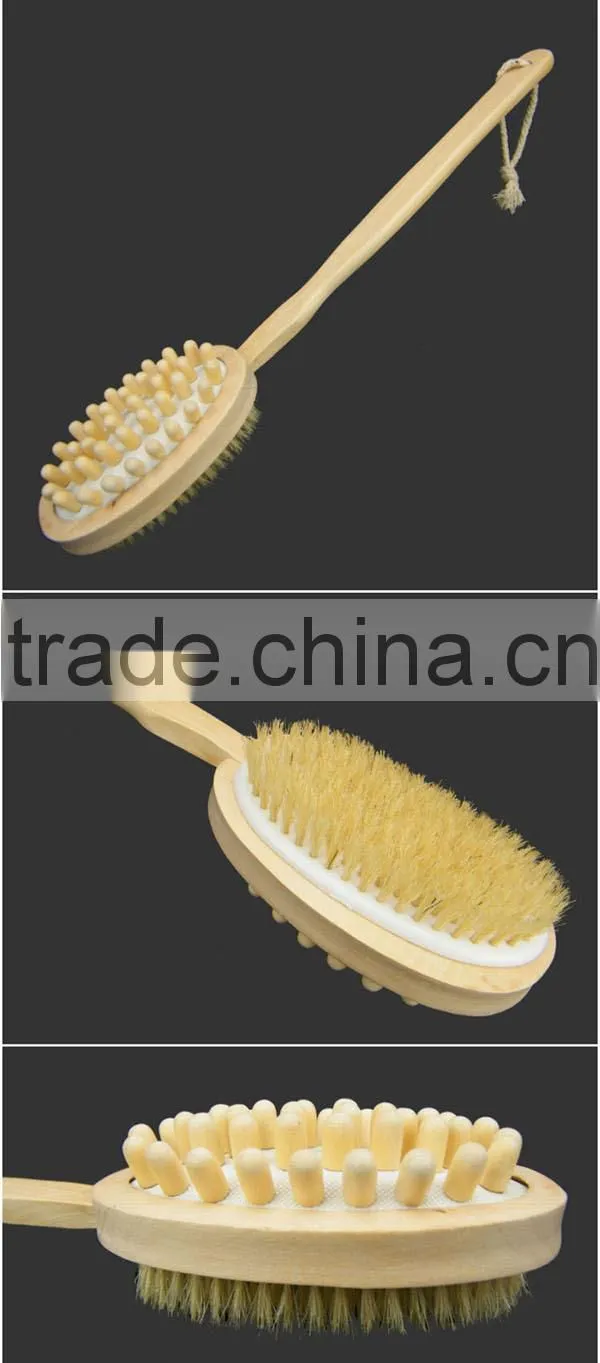 2016 hotsale Wood long handle body back wash brushes for scrubber back