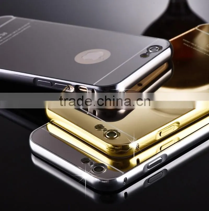 Aluminum metal frame bumper mirrior back Mobile phone cover and accessory for iphone 6 accessory for iphone 6S