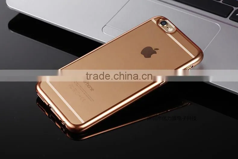 Wholesale hot selling mobile phone cover for iphone 6,electroplated transparent TPU mobile Phone cover For iphone 6