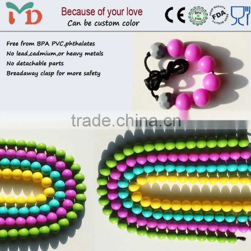 2015 silicone baby jewelry, chew bead silica gel