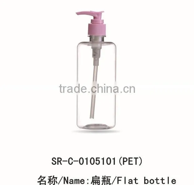 flat shampoo empty clear refillable lotion bottle with pump plastic bottle with airless dispenser for skin care and cosmetics