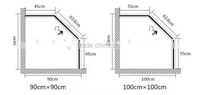 High quality diamoned toughen glass shower corner
