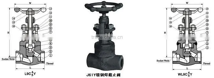 thread globe valve Black stee 150PSI 300PSI 600PSI