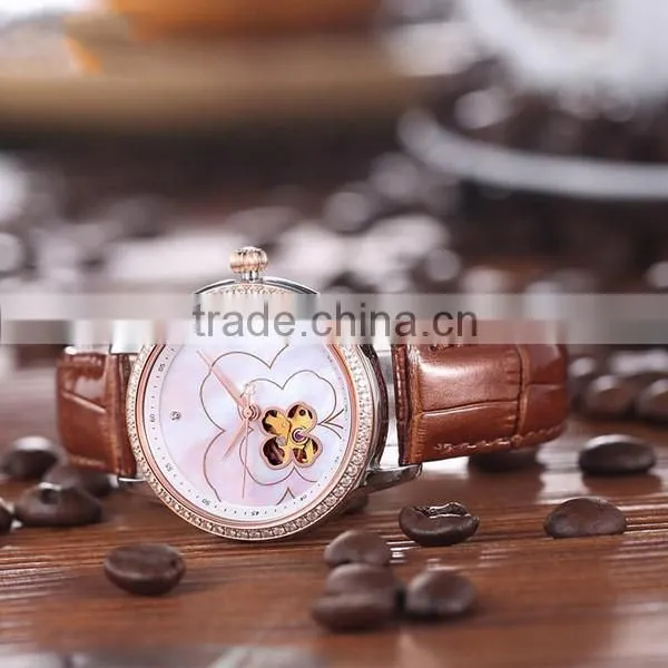 3-hand Transparent Back Ladies Flower Mechanical Watch