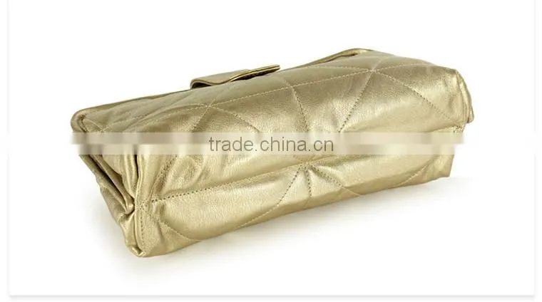 Golden PU Evening Cosmetic Bag With Snap