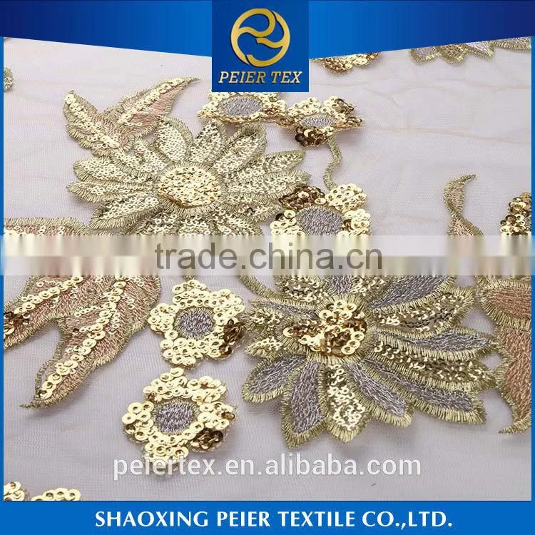 China manufacturer gold embroidery fabric, embroided indian fabric, embroidered poplin fabric