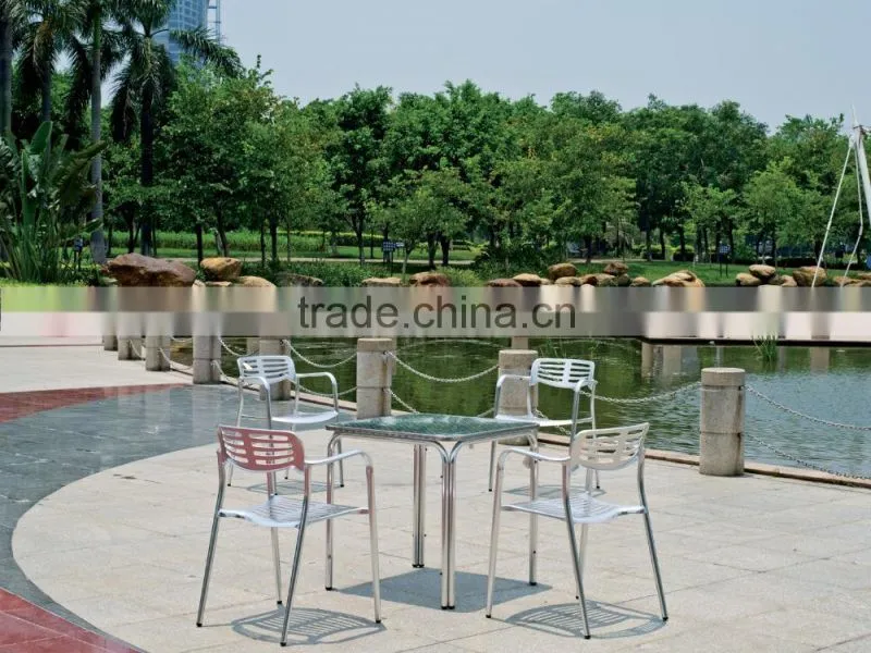Cheap table chairs aluminum outdoor dinning restaurant set YC002 YT2