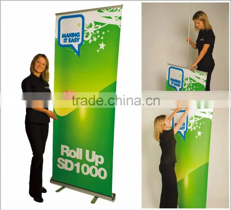 exhibition use digital printing aluminum frame roll up pop up banner