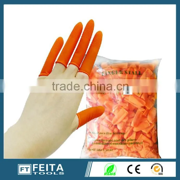 Orange Anti-slip ESD Rubber Latex Power Free Finger Cots