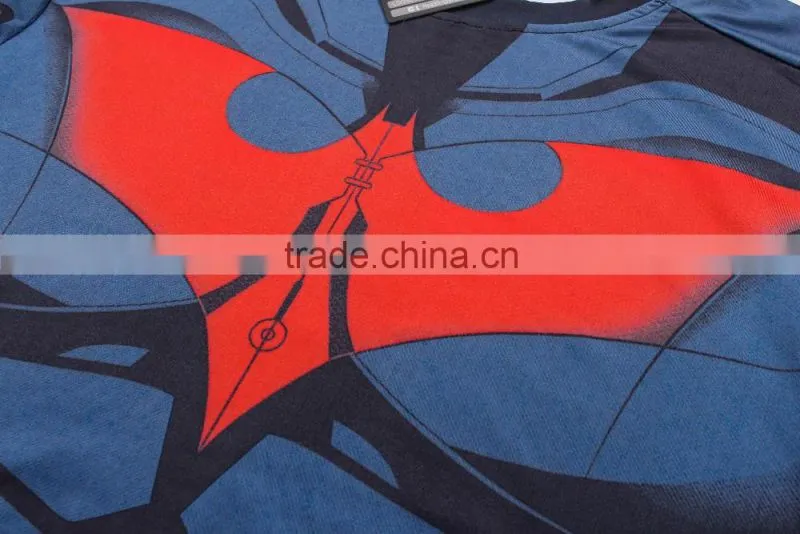 Avengers superman/bat-man marvel cartoon super hero clothing apparel men's slim fit digital print round neck short sleev t shirt