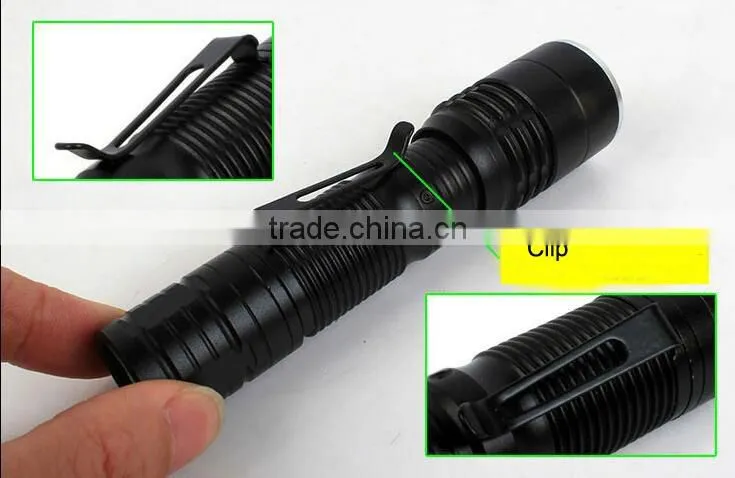 C81 Portable MINI LED zoom flashlight torch with pen clip