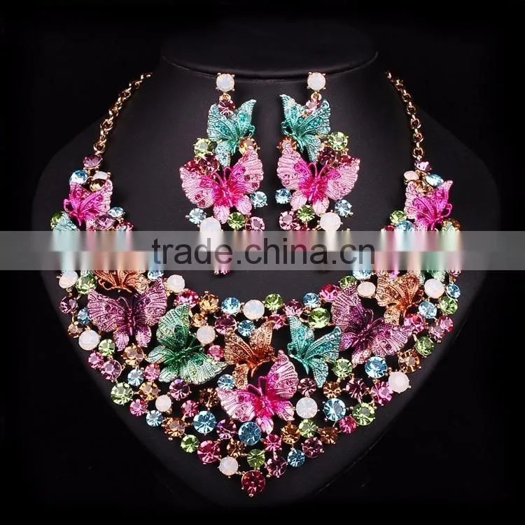 fashion jewelry crystal bead African Handmade crystal Rhinestone jewelry set 18k gold jewelry