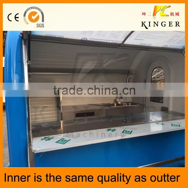 Convenient new style Stainless Steel Mobile Street Food Vending Cart/Kiosk for sale with kitchen