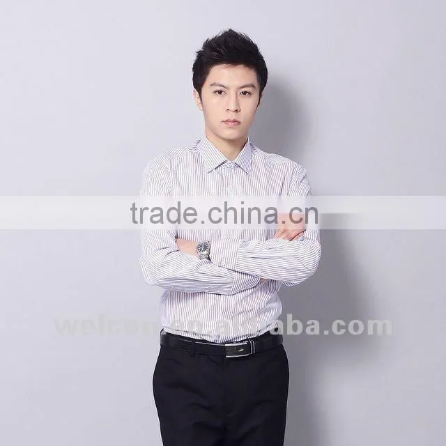 classic long sleeve latest brand design pink stripe slim fit 100% cotton business formal men dress shirt