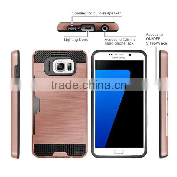 C&T Dual Layer Armor Hybrid Wallet Card Slots Case cover for Samsung Galaxy S7 Edge
