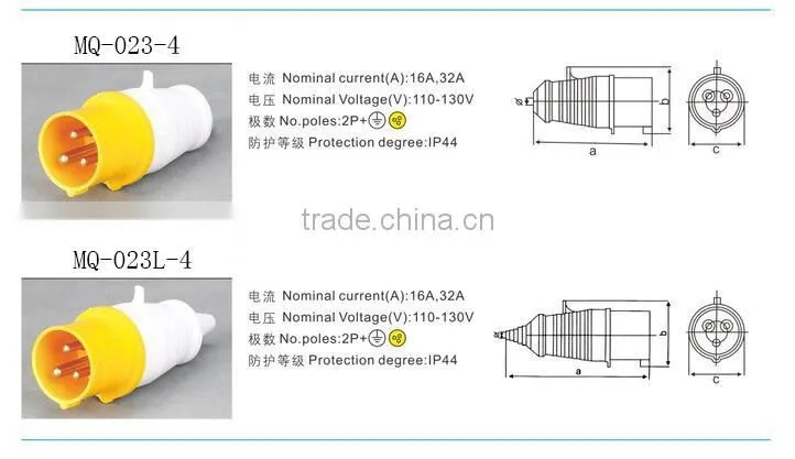 MQ-024 Series Male Electrical Industrial Red Plug&Socket 3p+e IP44 32A