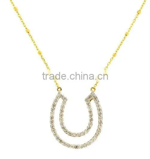 Pop in US 925 Sterling Silver HorseShoe Pendant Horse Shoe Necklace